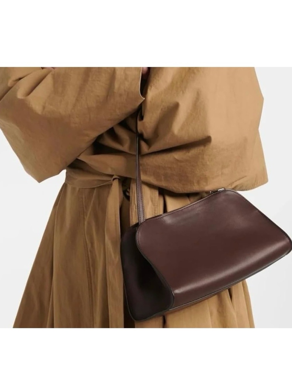 Minimalist Brown Leather Shoulder Bag
